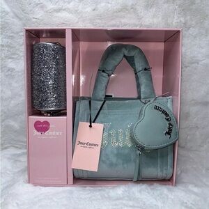 NWT Juicy Couture Big Spender 3 Piece Gift Box Set Cool Blue Velour